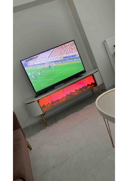 Desing Tv Sehpası Full Şömineli 170 cm Beyaz