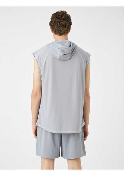 Spor Atlet Kapşonlu Dikiş Detaylı Kolsuz fırsatları