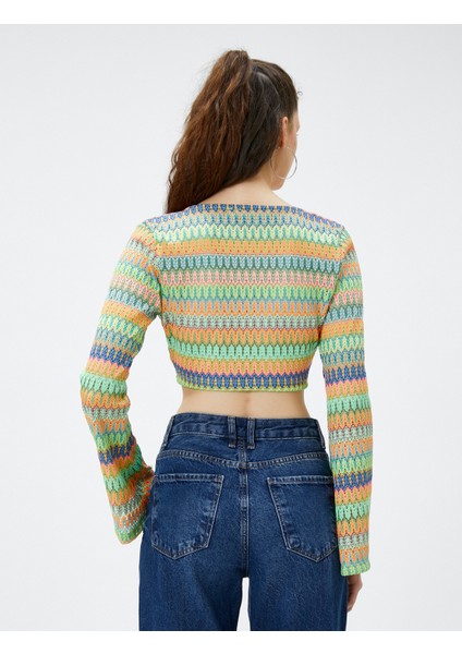 Kroşe Tişört Uzun Kollu Önden Bağlamalı V Yaka fırsatları