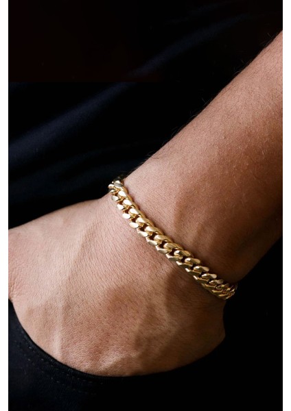 Gurmet Klasik Kararmaz Gold Erkek Çelik Bileklik