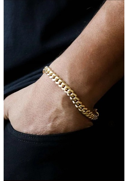 Gurmet Klasik Kararmaz Gold Erkek Çelik Bileklik modelleri