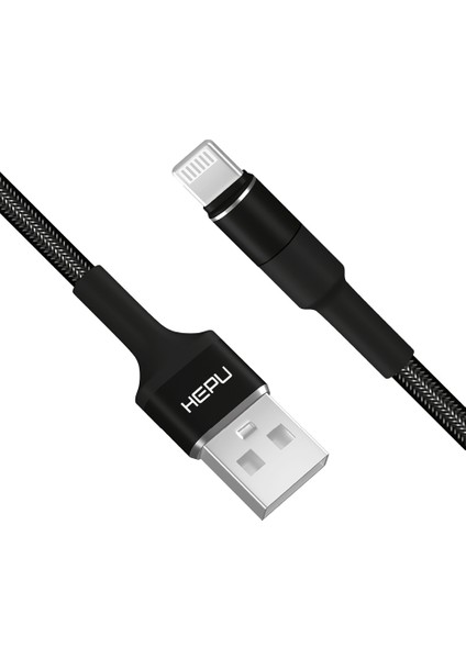 HP-416 Solid USB - Iph Lightning Qc3.0 3.1A Şarj Kablosu 1mt Siyah