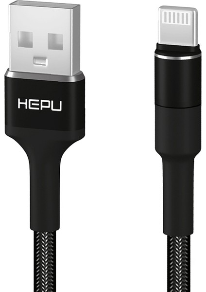 HP-416 Solid USB - Iph Lightning Qc3.0 3.1A Şarj Kablosu 1mt Siyah