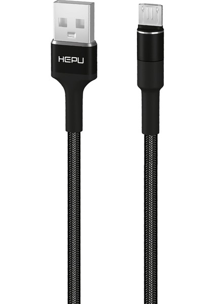 HP-414 Solid USB - Micro USB Qc3.0 3.1A Şarj Kablosu 1mt Siyah