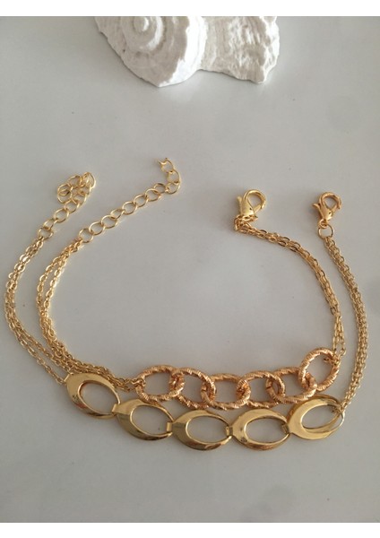 2 Sıra Zincir Detaylı Bileklik Gold fırsatları