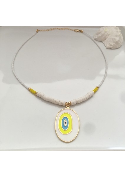 Mineli Boncuk Kolye Beyaz fiyatları