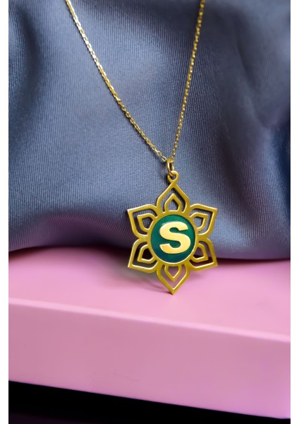 925 Ayar Gümüş Gold Kaplama Rüya Serici Cam Boyalı Karma Lotus, Sunflower, Harf Kolye fiyatları