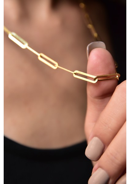 925 Ayar Gümüş Altın Kaplama Ataç Zincir Kolye fiyatları