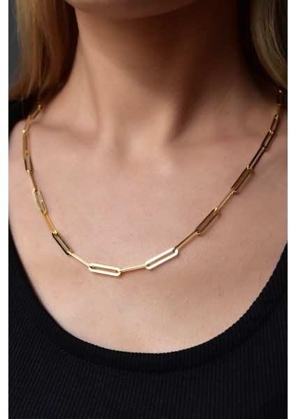 925 Ayar Gümüş Altın Kaplama Ataç Zincir Kolye modelleri