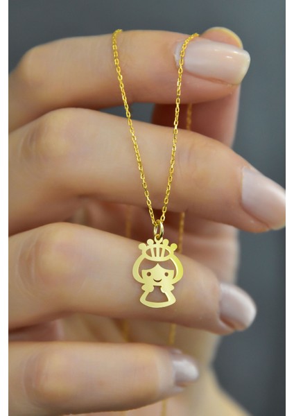 925 Ayar Gümüş Altın Kaplama Prenses Kolye