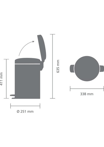 Evrekala Çöp Kutusu 12 lt Brabantia Pedallı Bin Mat Black fırsatları