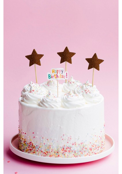 Kahverengi Yıldız Simli Eva Kürdan Cupcake Toppers Cupcake Çubuğu 12'li fiyatları