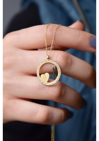 925 Ayar Gümüş Altın Kaplama Kalpli Harf Aşk Çemberi Kolye fırsatları