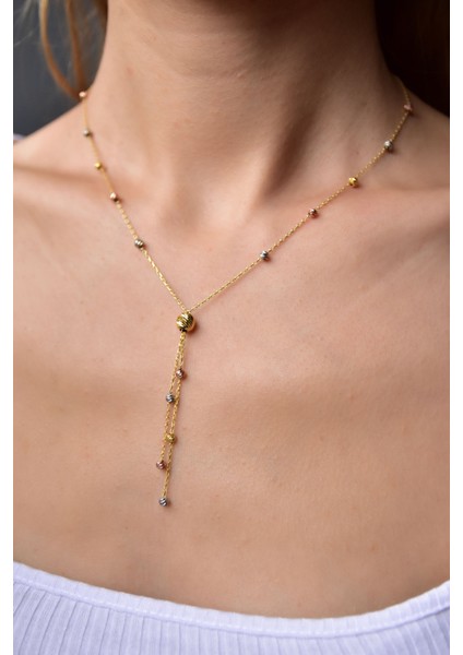 925 Ayar Gümüş Sim Toplu Dorika Kolye UVPS101938