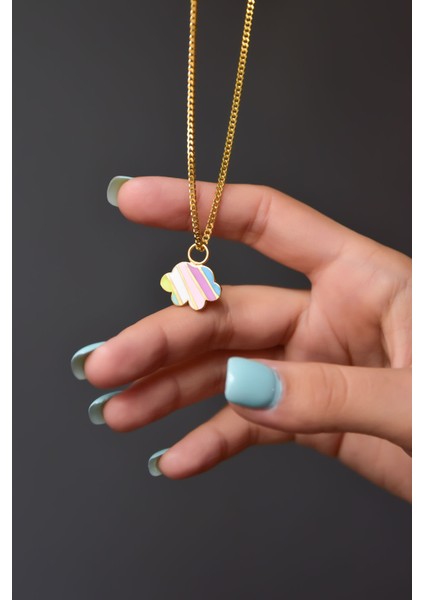 925 Ayar Gümüş Altın Kaplama Renkli Mineli Bulut Kolye fiyatları