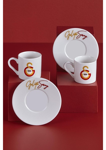 N3476 Galatasaray Lisanslı El Yazılı 2'Li Kahve Fincan Takımı