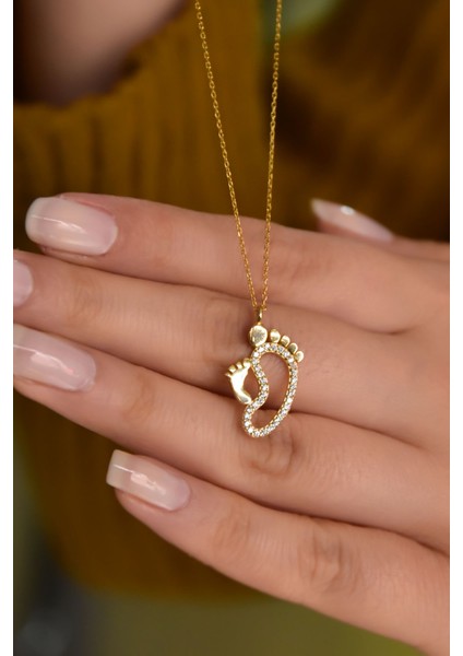 925 Ayar Gümüş Altın Kaplama Ilk Adım Kadın Kolye