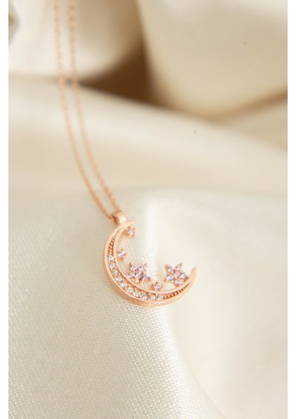 Kadın Taşlı Ay Yıldız Model Model 925 Ayar Gümüş Kolye fiyatları