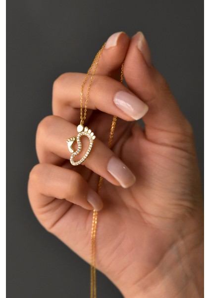 925 Ayar Gümüş Altın Kaplama Ilk Adım Kadın Kolye fiyatları