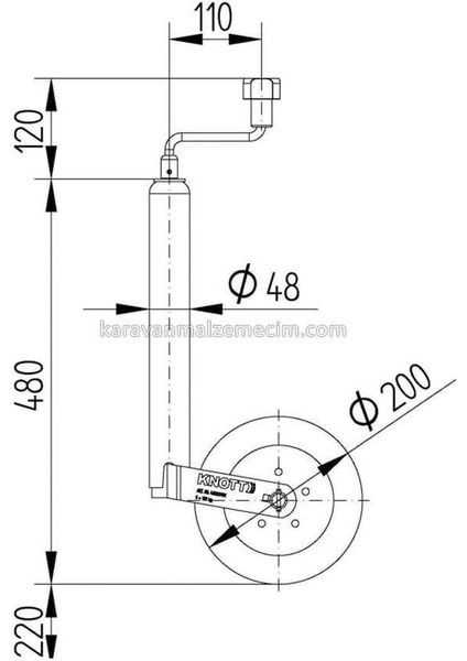 Destek Tekeri Pilot Teker 150 kg 48MM