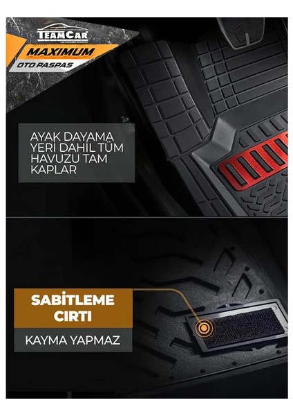 Smart Forfour 2019-2020-2022-2023 Uyumlu 3D Havuzlu Paspas Takımı Krom Kırmızı