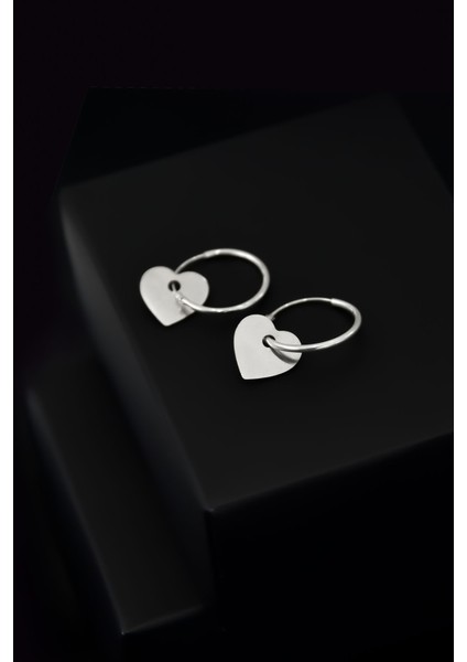 925 Ayar Gümüş Rodyum Kaplama Kalp Halka Küpe fiyatları