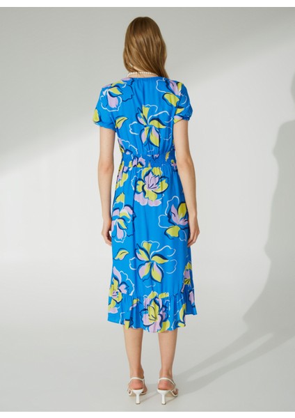 V Yaka Emprime Mavi Standart Kadın Elbise 23YSL7323 fırsatları