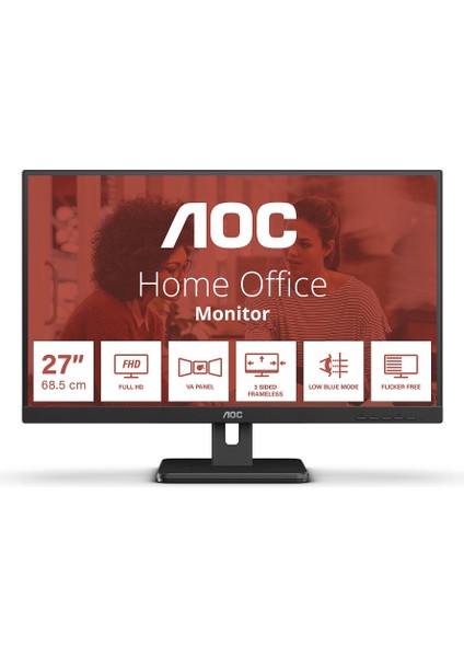Aoc 27" Va 27E3UM/BK 4ms 75HZ Hdmı-Dp USB Ev Iş Monitörü