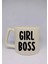 Krem Rengi Girl Boss Yazılı Özel Tasarım Baskılı Lüks Seramik Kupa Bardak Latte Bardağı 1