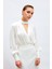 Drape Detaylı Bodysuit Bluz - Ekru 3