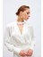 Drape Detaylı Bodysuit Bluz - Ekru 4