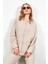 Bej Müslin Parçalı Kadın Gömlek 1
