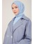 Yarım Astarlı Pamuk Oversize Kap 23Y7007 Gri Mavi 4