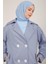 Yarım Astarlı Pamuk Oversize Kap 23Y7007 Gri Mavi 5
