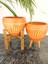 Ev Dekorasyon Dik Çizgi Desenli Terrakota Toprak Saksı Saksılık Salon Çiçeklik İkili Set 3 Ayaklı- 4 Ayaklı- 15 Cm 3