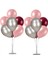 2 Adet 7 Li Balon Standı ve 14 Adet Rose Gold Gümüş Bordo Metalik Balon 1