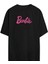 Kadın Barbie Baskılı Oversize Siyah Tshirt 1