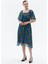 Bisiklet Yaka Emprime Saks Standart Kadın Elbise 23YSL7268 2