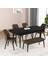 Bia Serisi Açılabilir Mdf Mutfak Salon Masa Takımı 4 Sandalye+1 Bench (Siyah Mermer) 2