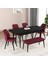 Bia Serisi Açılabilir Mdf Mutfak Salon Masa Takımı 4 Sandalye+1 Bench (Siyah Mermer) 2
