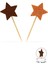Turuncu-Kahverengi Çift Taraflı Yıldız Simli Eva Kürdan Cupcake Toppers Cupcake Çubuğu 12'li 2