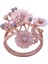Pembe-Krem Çiçekli Rose Gold Gümüş Yüzük 6.1 gr 1