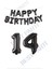 Happy Bırthday Siyah Renk Folyo Balon ve Rakam Seti Yaş 14 1