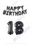 Happy Bırthday Siyah Renk Folyo Balon ve Rakam Seti Yaş 18 1