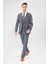 Slim Fit Cızgılı Yeleklı Takım Elbıse Gri 1