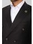Slim Fit Cızgılı Kruvaze Takım Elbıse Siyah 2