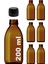 200 cc Amber Ecza Şişesi 200 ml Kilitli Siyah Kapaklı Kahverengi Yuvarlak Cam Şişe 6 Adet 1