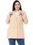 Büyük Beden Kaplama Düğmeli Kruvaze Bej Rengi Astarsız Ceket 4