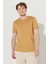 Erkek Hardal Slim Fit Dar Kesim %100 Pamuk Bisiklet Yaka Tişört 1
