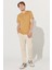 Erkek Hardal Slim Fit Dar Kesim %100 Pamuk Bisiklet Yaka Tişört 2